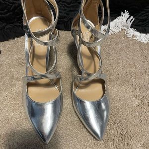 Michael Kors silver strapy heels